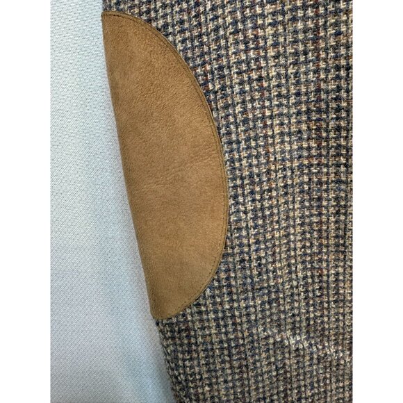 Gokeys Mens Wool Tweed Blazer Elbow Patches & Leather Buttons 42A Brown - Picture 11 of 16